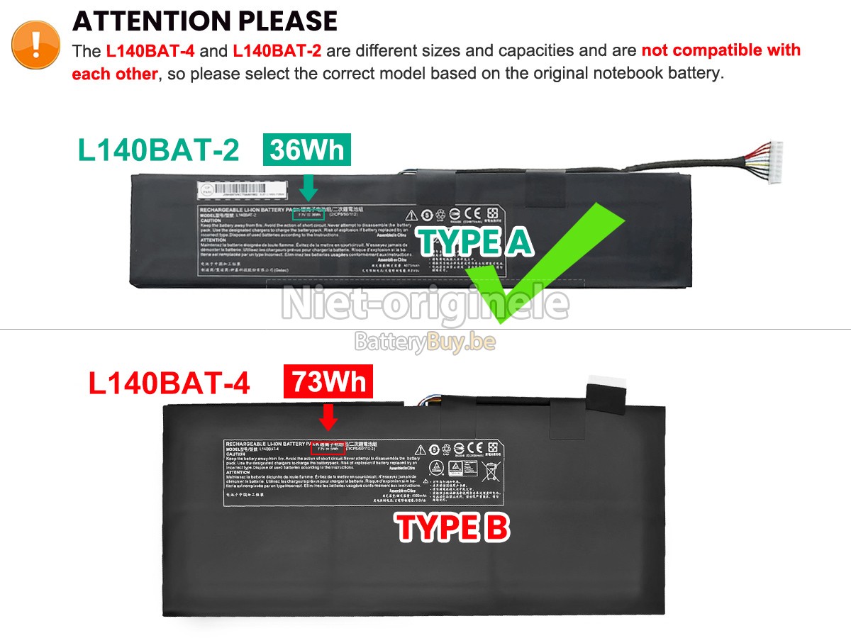Clevo L140BAT-4 accu
