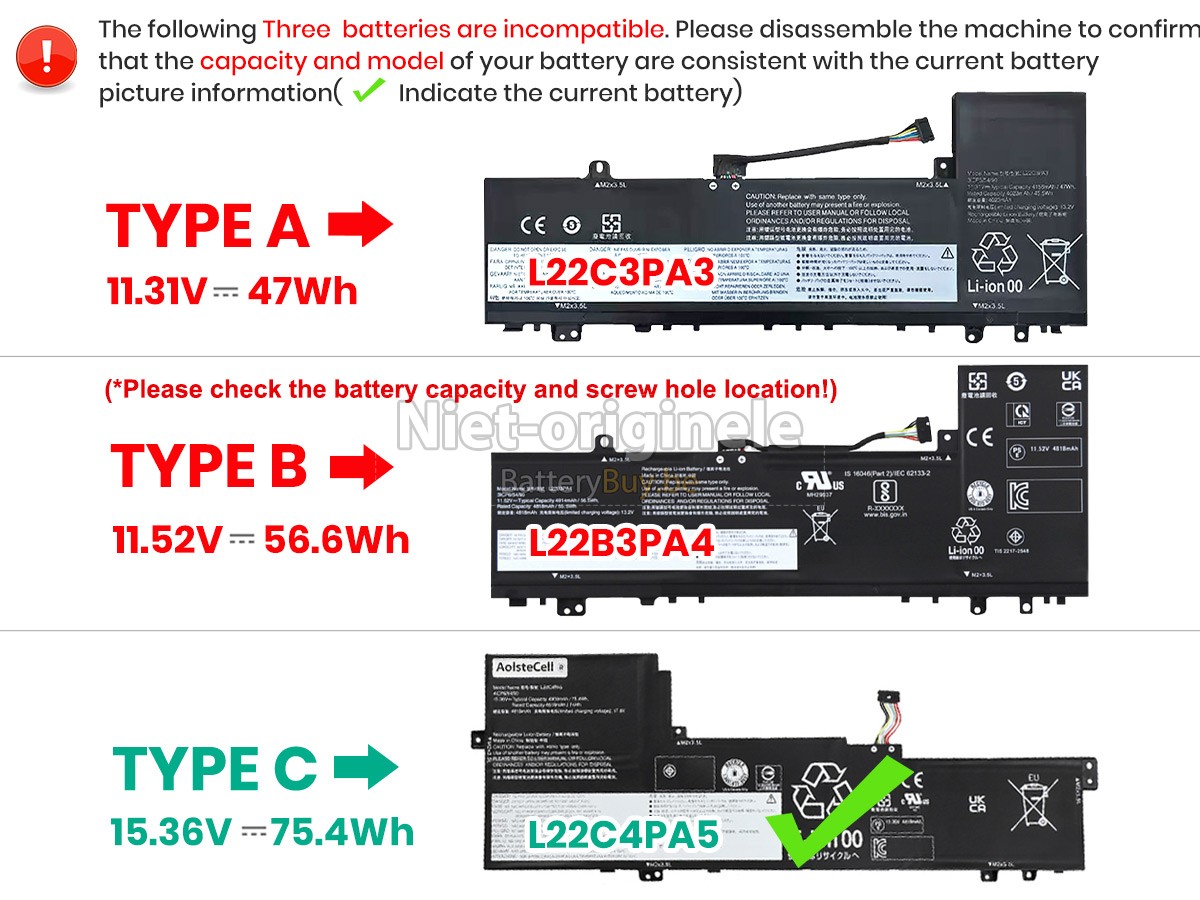Lenovo IdeaPad SLIM 5 16ABR8-82XG000DTA accu